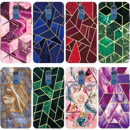 Geometric Marble Soft Phone Case for LG Q7 Q 7 Plus Q7+ Funda Glossy Colorful Flower Silicone Phone Back Cover Shell