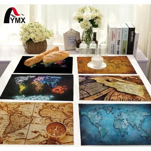 Retro World Map Cotton Table Napkins Polyester Dinner Cloth Table Napkins For Wedding Supplies Party Decoration Table Mat