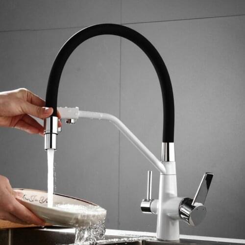 Chrome Purification Kitchen Sink Faucet Deck Mount 3 Way 360 Swivel Pure Water Kitchen Sink Faucet Mixer Tap Drinking Water Tap