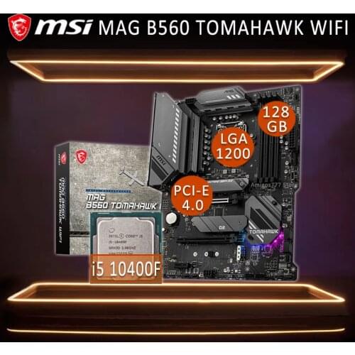 LGA 1200 PCI-E 4.0 MSI MAG B560 TOMAHAWK WIFI Gaming Motherboard With Intel i5 Core 10400F Motherboard Combo i5 B560 Placa-mãe