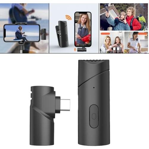 Clip-on 2.4G Wireless Lavalier Microphone Bluetooth for Content Creator Interviewer Vlogger Teaching Plug and Play Black