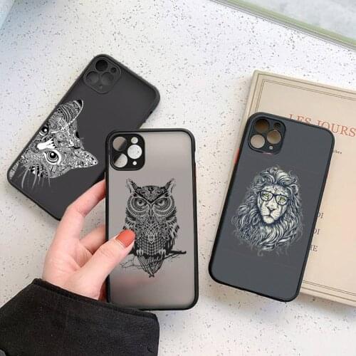 Elephant giraffe Animal art pattern Phone Cases matte transparent For iphone 7 8 11 12 plus mini x xs xr pro max cover