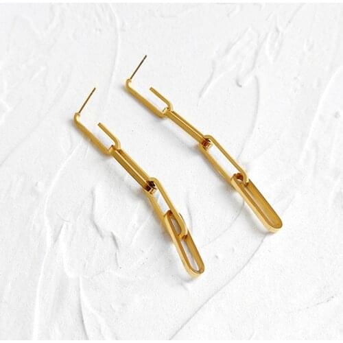 MINAR Minimalist Linked Chain Earrings Thin U Shape Long Earrings for Women Stainless Steel Earrings 2021 Trendy Jewelry
