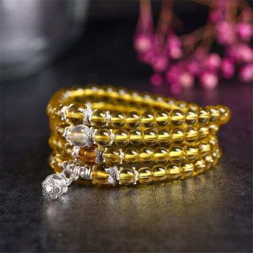 Multilayer Natural Stones Bracelet Men Women Yoga Jewelry Yellow Gray Black Purple Crystal 108 Beads Bracelets Bangles Gifts