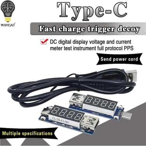 Type-C PD decoy module Quick charge trigger module DC digital display voltage ampere meter Test instrument Support PD2.0 PD3.0