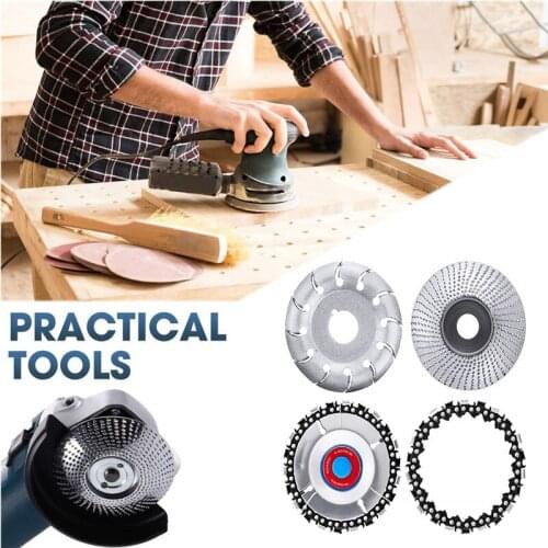 4pcs Angle Grinder Saw Blade Set 4 Inch 22 Teeth Double Chain Cutting Chain Disc Woodworking Chain Saw Disc Kit Grinding Machine
