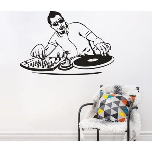 Night Club Wall Sticker Vinyl Music Boy DJ Mixer Wall Decal Music Player Wall Poster Music Club Decor Home Music Sticker AY751