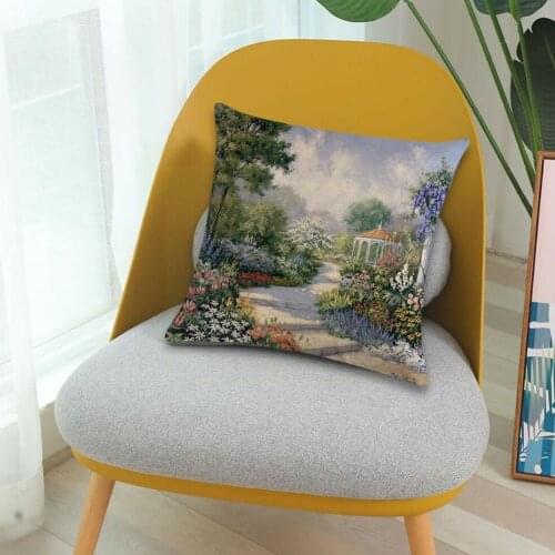 Landscape Painting 45*45cm Cushion Cover Linen Throw Pillowcas Pillow Decorative Home Decoration Car T9R3