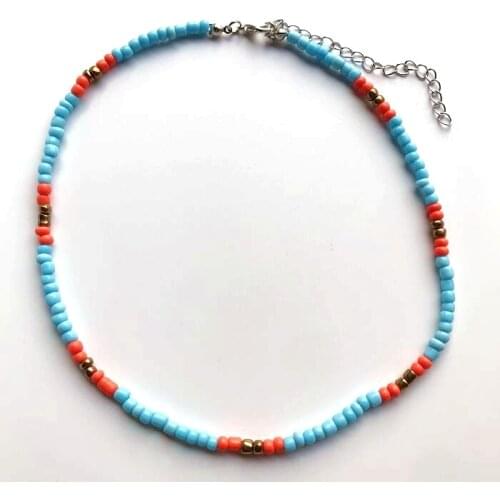 New Trend 4mm Choker Fashion Bohemia Short Necklace Hand Beaded Colorful Bead Necklace For Women