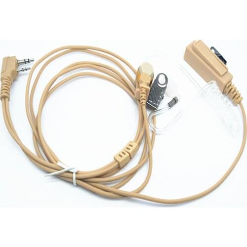 OPPXUN yellow 2 PIN Dual PTT Covert Acoustic Tube Earpiece MIC for KENWOOD walkie talkie TYT BAOFENG UV5R 888S