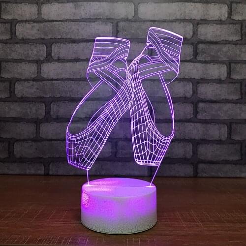 Creative Ballet Shoes 3D Night Lights Colorful Led USB Table Lamp Girl Bedside Decor Lighting Gift