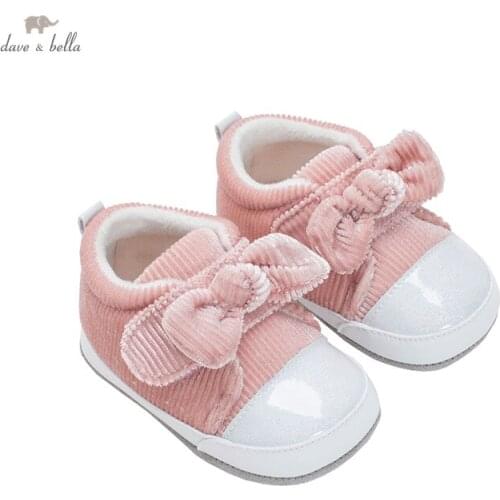 DB19439 Dave Bella autumn baby girls fashion bow patchwork first walkers new born shoes