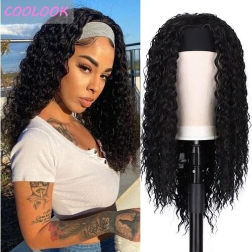 Water Wave Headband Wigs for Black Women Ocean Wave Headwrap Wig 26 Inch Long Wavy Style Cosplay Wig Natural Synthetic Fake Hair