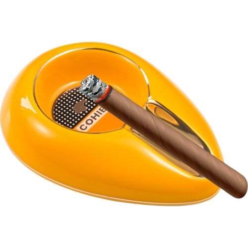 COHIBA Cigar Ashtray Ceramic Car Ashtray Luxury for 1 Cigars Ashtray Holder Stand Rack Portable Tobacco Cigar Gadgets Mens Gift