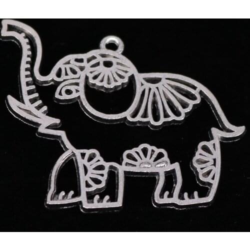 2Pcs Elephant Charms for Jewelry Making Antique Silver Color Plated Pendant Making DIY Handmade Tibetan Finding Jewelry 48x42mm