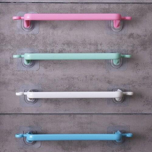 Useful Plastic Wall Mounted Bathroom Shelf Towel Bar Holder Self Adhesive Rack Roll Toilet Paper Hanging Hanger Bathroom Supply