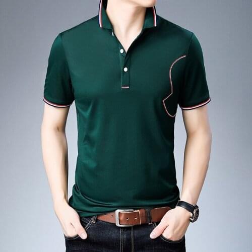 Polo 2020 Shirt New Men Cotton Breathable Good Quality Smart Casual Turn-down collar Business Short Sleeve Summer Green G1902