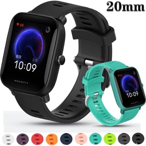 20mm Sport Silicone Strap For Huami Amazfit Bip U Pro Easyfit Wristband For Amazfit Bip／Bip S／GTS 2 2E 2 Mini Bracelet Watchband