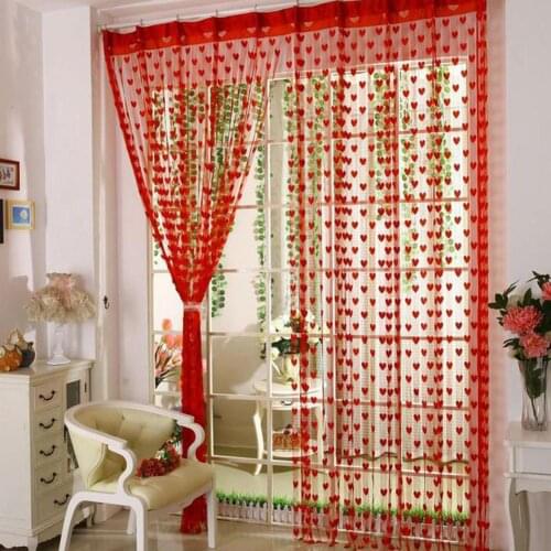 Heart Line Curtain Romantic Heart-shaped String Sheer Curtains for Living Room Bedroom Curtain 100*200cm