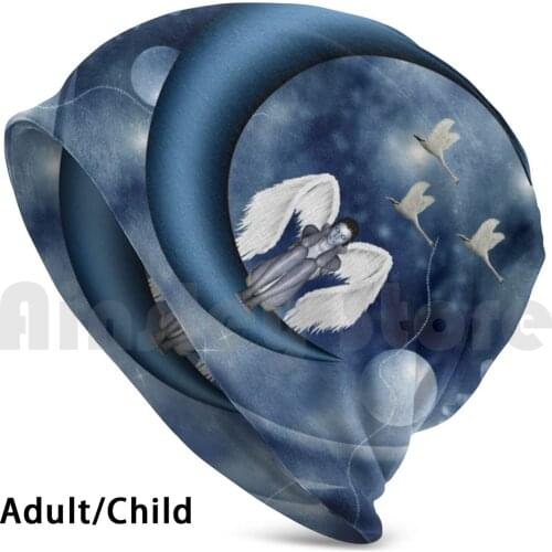 Beautiful Fairy Sitting On A Moon Beanies Knit Hat Hip Hop Fairy Sitting Moon Night Fairytale Fantasy Womens Female