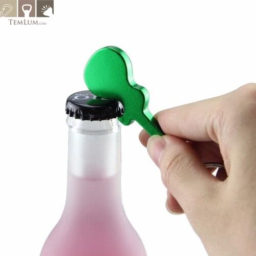 TEMLUM 1PCS Guitar Shape Aluminum Alloy Beer Bottle Opener Keychain Ring kitchen Tool Trinket Gifts