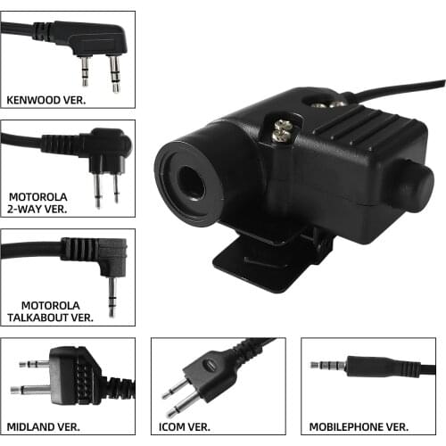 U94 PTT plug for KENWOOD / ICOM / Mobile / MIDLAND / Motorola Talkabout 1 PIN / 2PIN Tactical Headset Military Adapter