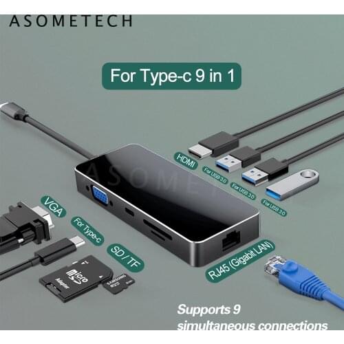 USB 3.0 Type-C Hub To HDMI Adapter Hub with TF SD Reader RJ45 VGA Multi USB Ports for Laptop PC Computer Accessories USB HUB