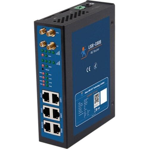 USR-G808 Dual SIM Card Industrial WIFI 4G LTE Cellular Router with 4*LAN/1*WAN Ports 10/100Mbps VPN/APN Secure Wireless Routing