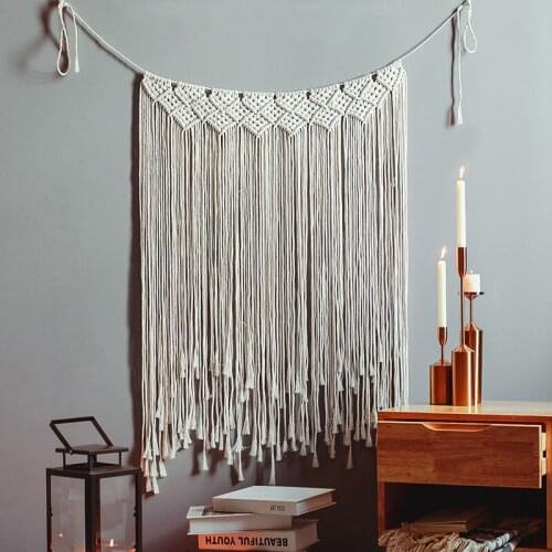 Tassel Macrame Cotton Rope Hand Woven Tapestry Wall Hanging Boho Room Decor Wedding Background Wall Decor Home Decoration