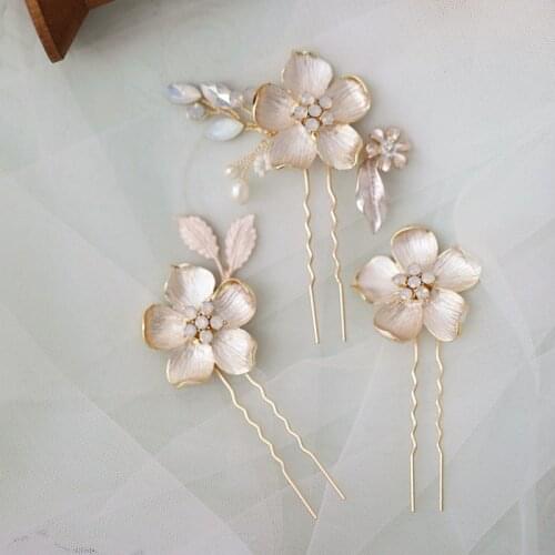 Vintage Floral Leaf Wedding Hairpins Opal Crystal Bridal Hair Piece Pins Handmade Women Accessories Headpiece