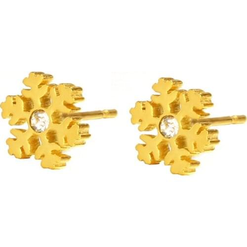 Cardy Koala 10mm-gold earrings Crystal Earrings Jewelry Fashion Stainless Steel Girls Small Snowflake Stud Earrings
