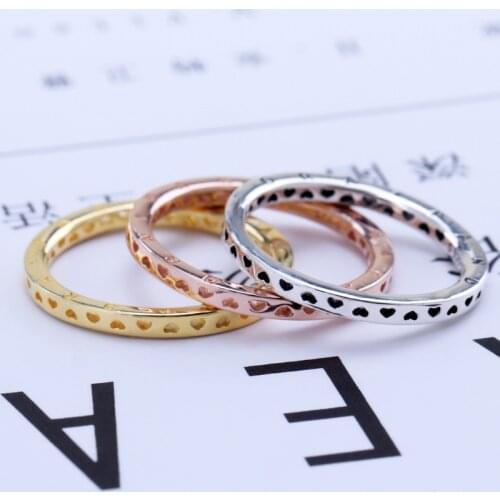 2019 Fashion 925 Sterling Silver Classic Hearts Ring For Women Resizable Wedding Engagement Rings DropShipping