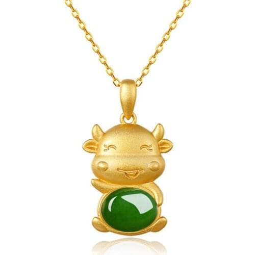 2021 Trend Ethnic Zodiac Ox Gold Pendant Necklace For Lady Party Accessories Silver Plated Women Choker Necklaces Chain Clavicle