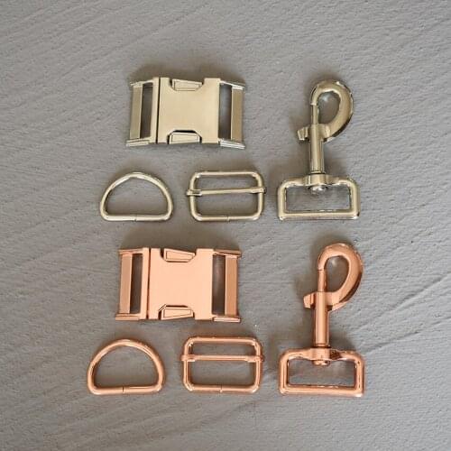 1 Set 30mm Metal Slider Adjustable Buckle D Ring Metal Dog Clasp Four Pieces Webbing DIY Cat Collar Accessory 30-4s