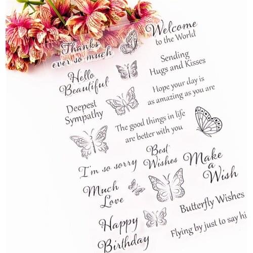 15*21CM Hot sale Butterfly text Clear Stamps / Silicone Seals Roller Stamp for DIY scrapbooking photo album/Card Making