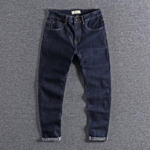 2021 Four seasons primary color jeans mens pocket embroidery slim Leggings high quality fashion youth pants handsome wear 0856