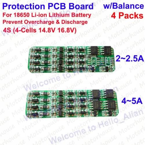 2A-2.55A 14.8V 16.8V 4S 18650 Li-ion Lithium Battery Cells BMS Protection PCB Module