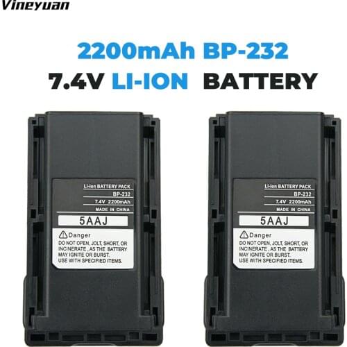 2X 7.4V BP-232 BP-232N BP-231 BP-230N Walkie Talkie Battery Compatible with Icom IC-A14 IC-A14S IC-F14 IC-F16S IC-F25 IC-F33GS I