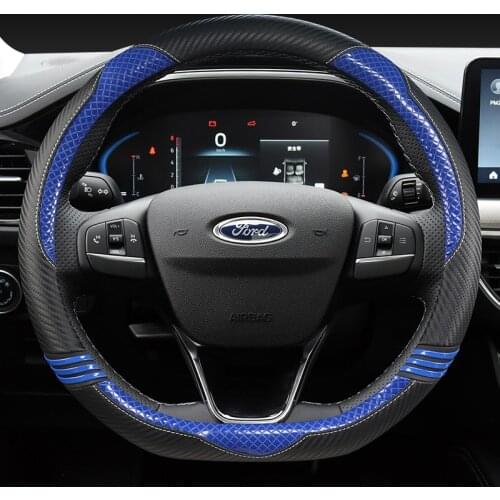 38CM PU Leather Car Steering Wheel Cover Anti-slip for Ford Focus 2 3 4 MK1 MK2 MK3 MK4 Auto Interior Accessories