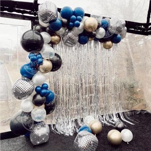 94pcs DIY Dark Blue black Balloon Garland Arch Kit 22inch Disco 4D Balloon 1st Birthday Decorations Kids Baby Boy Party Supplies