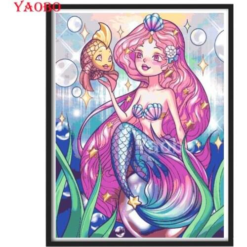 Cartoon Mermaid Princess Girl Diamond Painting 5D Embroidery Mosaic Diy Cross Stitch Home Decoration Full Square Round Drill