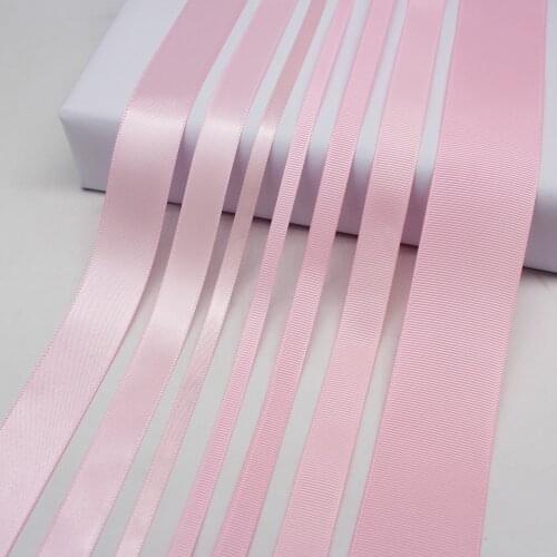 5 Meter/Lot Pearl Pink Grosgrain Ribbon Solid Color Double Face Satin Ribbon For Kids Hair Flower Ribbon Bow DIY Accessories