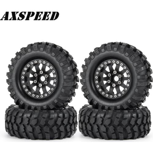 AXSPEED 1.9" Metal Wheel Rims with 108mm Rubber Tires Kit for 1:10 Axial SCX10 CC01 D90 90034 RC Rock Crawler Parts