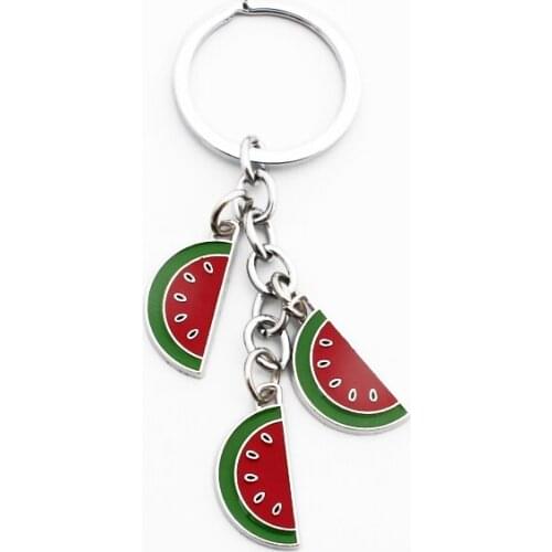 FREE SHIPPING BY DHL 100pcs/lot 2019 New Fashion Metal Watermelon Keychains Zinc Alloy Watermelon Keyrings for Gifts