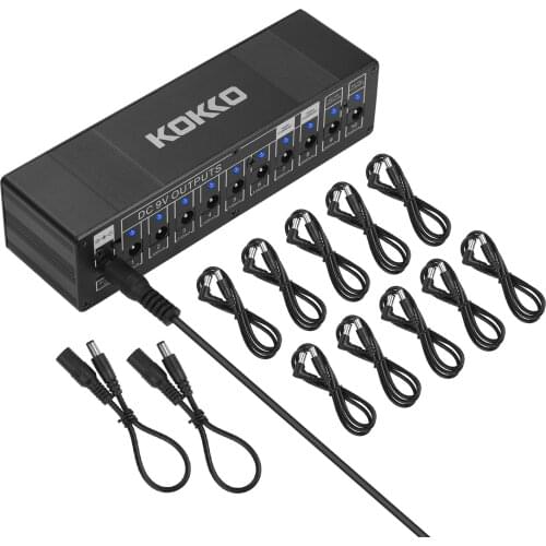 KOKKO Guitar Pedal Power Supply High Quality Guitar Effect Pedal Power Supply Ten Isolated Output 10 Way Stabilized Voltage