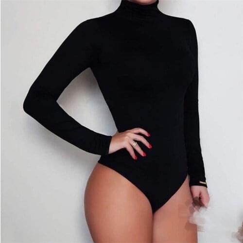 Bodysuit Top Black Sexy Autumn Winter Female Long Sleeve Women Bodysuit Turtleneck Top Bodysuit Women Sexy