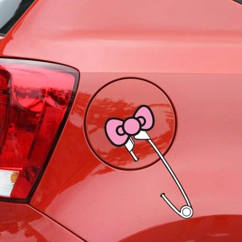 19cm*8cm Pins Pink Car Stickers Cartoon Lovely Cute Funny Creative Decals For Girl Fuel Tank Cap Auto Tuning Styling D16