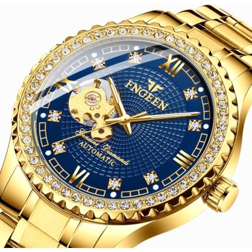 FNGEEN Mechanical Sport Design Bezel Golden Watch Mens Watches Top Brand Luxury Montre Homme Clock Men Automatic Skeleton Watch