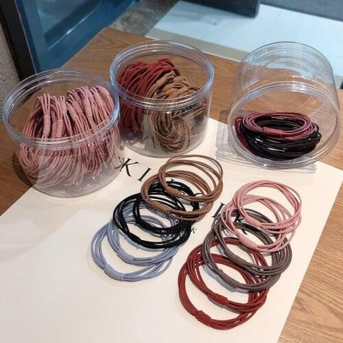 Hair Ties Colored Headband High Elastic Ponytail Hair Ring Band Simple Wild Solid Color Hair Rope 20 Pcs A Box