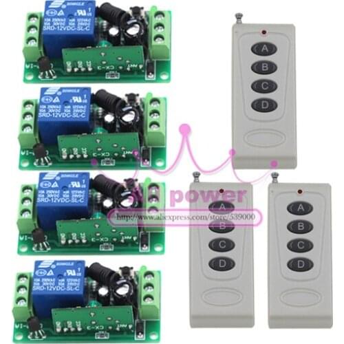 DC 12V 10A 1CH Wireless Remote Control Switch 4 Channel Outdoor Lighting Control